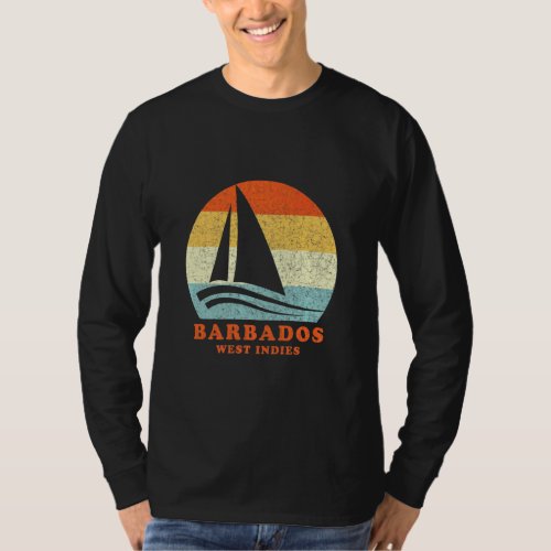 Barbados West Indies Vintage Sailboat Sailing Vaca T_Shirt