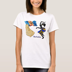 BARBADOS WOMAN T-SHIRT WITH MAP AND FLAG