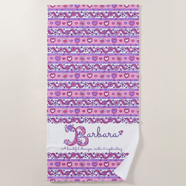 Barbara B name meaning flower heart pink towel (Front)