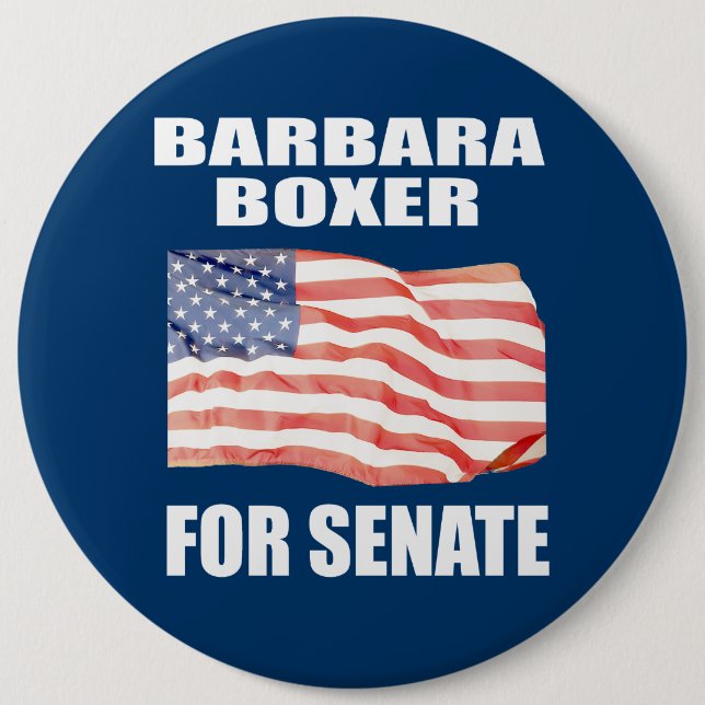 BARBARA BOXER FOR SENATE PINBACK BUTTON (Front)