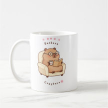 Barbara Capybara Reading Book Cute Cozy Mug