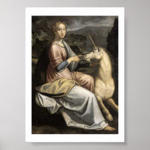 Barbara Longhi – Dame mit Einhorn – Unicorn Poster