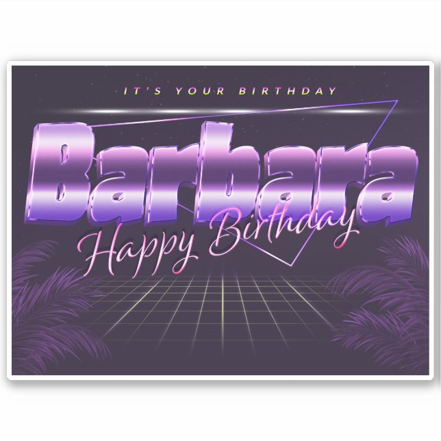 Barbara Name First name lila retro Sticker Birthda (Front)