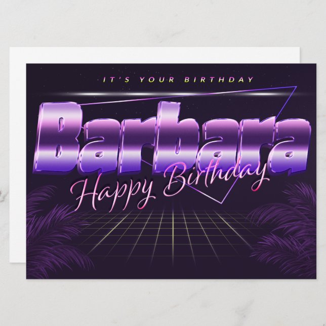 Barbara Name First Name lilac retro card birthday (Front/Back)