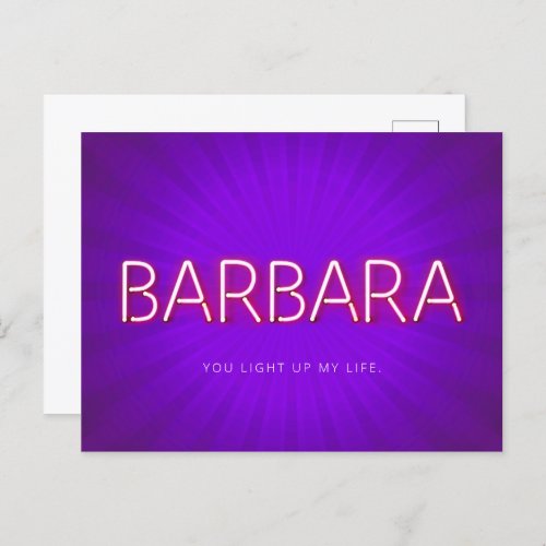 Barbara name in glowing neon lights card