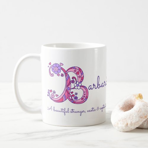 Barbara name meaning decorative B monogram mug