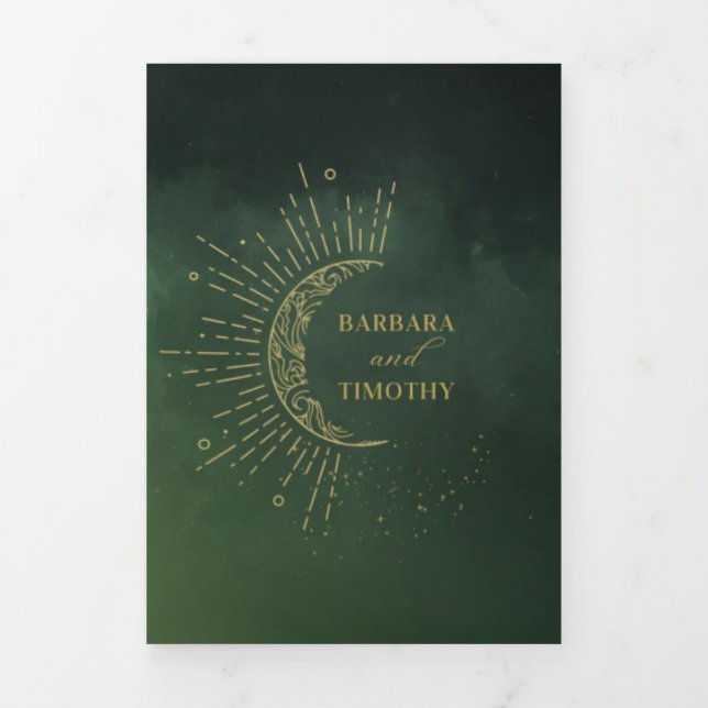 Barbara + Tim Trifold Wedding Invitation R13 (Cover)
