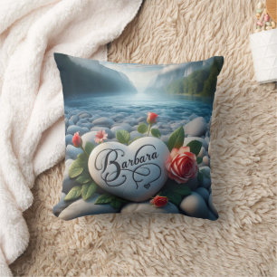 Barbara's Heart by the River Throw Pillow