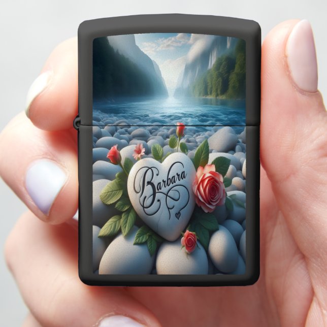 Barbara's Heart In The Mountains Zippo Lighter (In Hand)