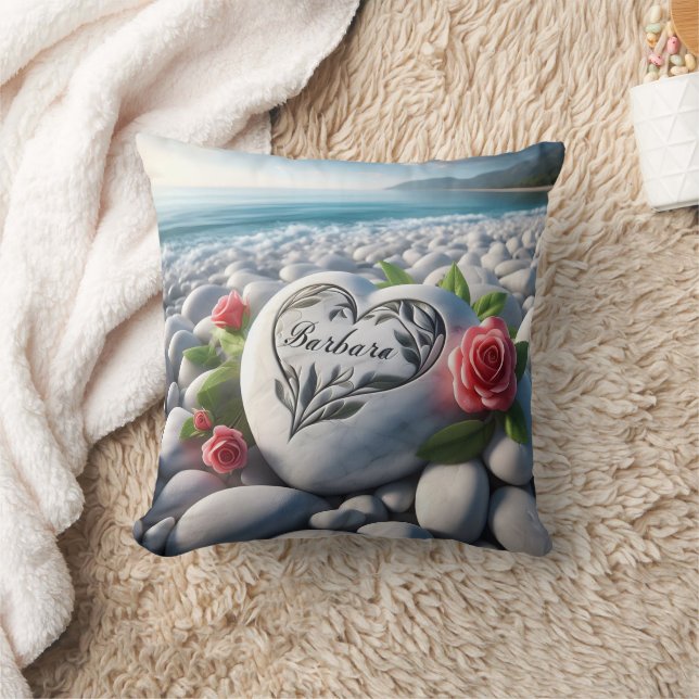 Barbara's Heart stone Throw Pillow (Blanket)