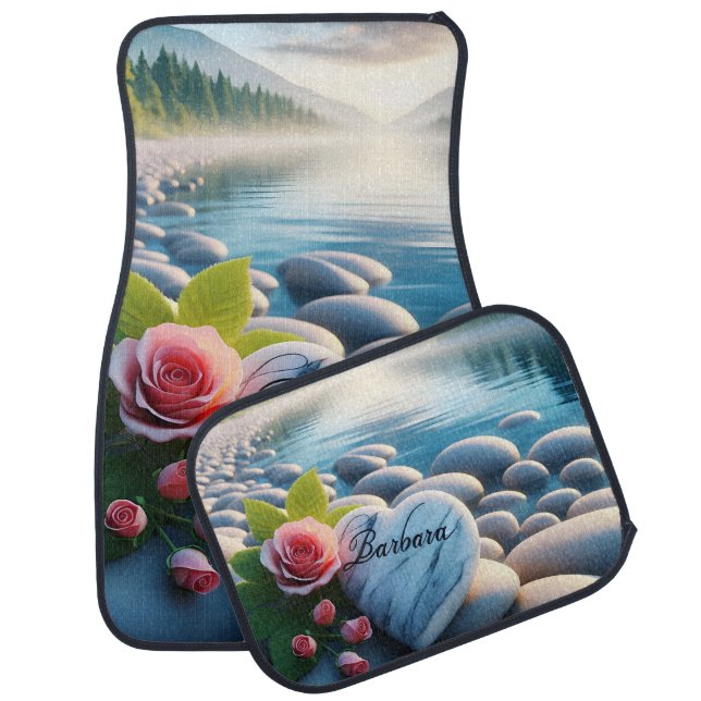 Barbara's River Heart Car Floor Mat (Set)