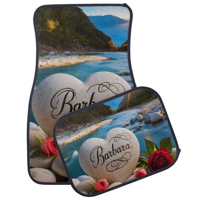 Barbara's River Heart Car Floor Mat (Set)
