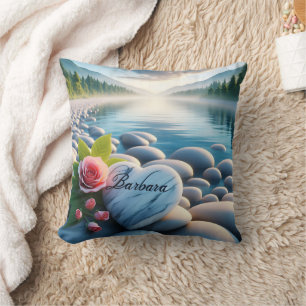 Barbara's River Heart Throw Pillow
