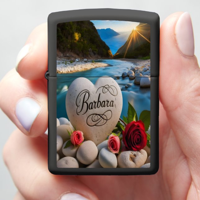 Barbara's River Heart Zippo Lighter (In Hand)