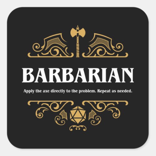 Barbarian Class Tabletop RPG Gaming Square Sticker