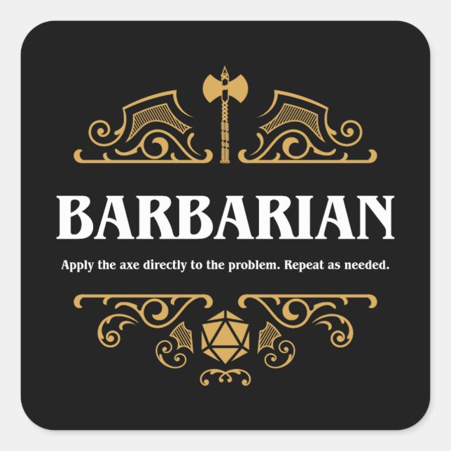 Barbarian Class Tabletop RPG Gaming Square Sticker (Front)