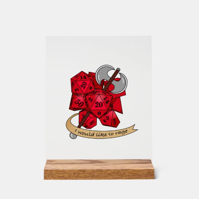 Barbarian Dice Design Acrylic Sign (Front)