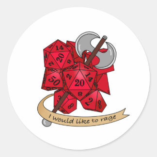 Barbarian Dice Design Classic Round Sticker