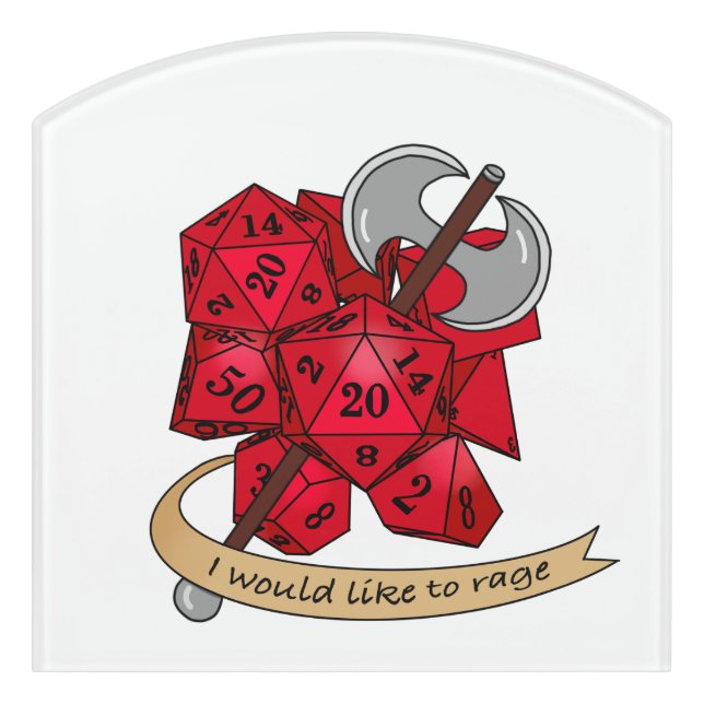 Barbarian Dice Design Door Sign (Contour Front)
