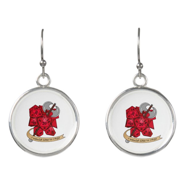 Barbarian Dice Design Earrings (Front)