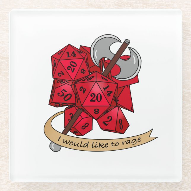 Barbarian Dice Design Glass Coaster (Front)