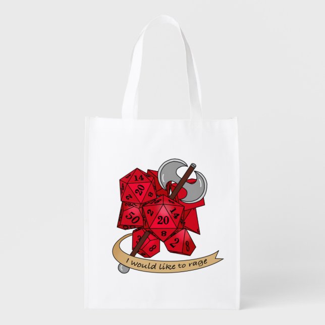 Barbarian Dice Design Grocery Bag (Front)