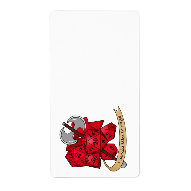 Barbarian Dice Design Label (Front)