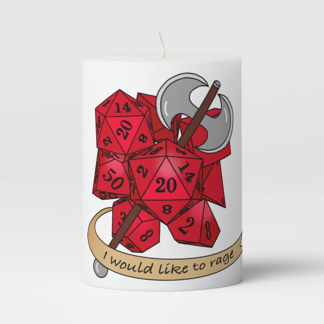 Barbarian Dice Design Pillar Candle (Front)