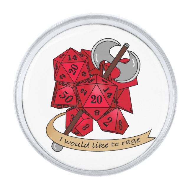 Barbarian Dice Design Silver Finish Lapel Pin (Front)