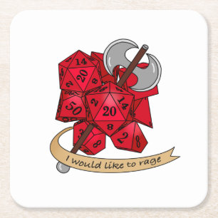 Barbarian Dice Design Square Paper Coaster