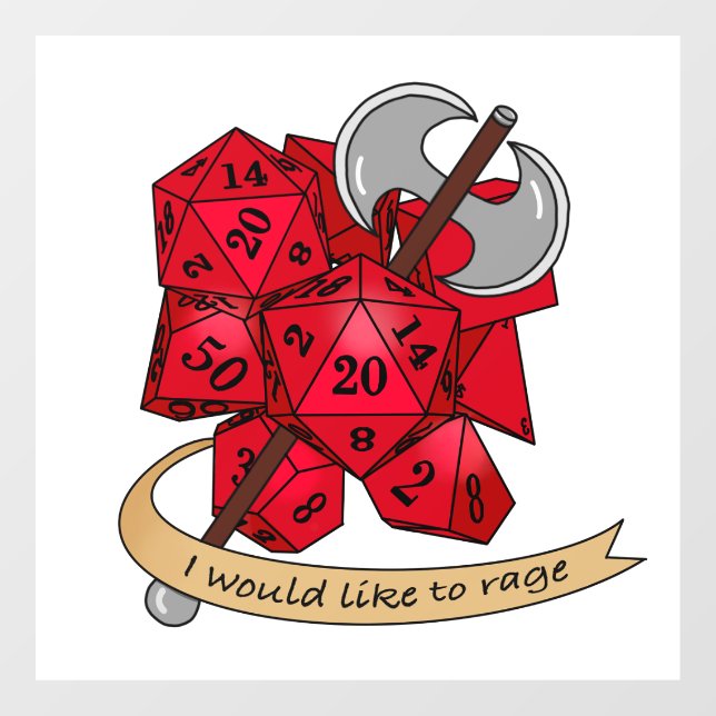 Barbarian Dice Design Window Cling (Sheet)