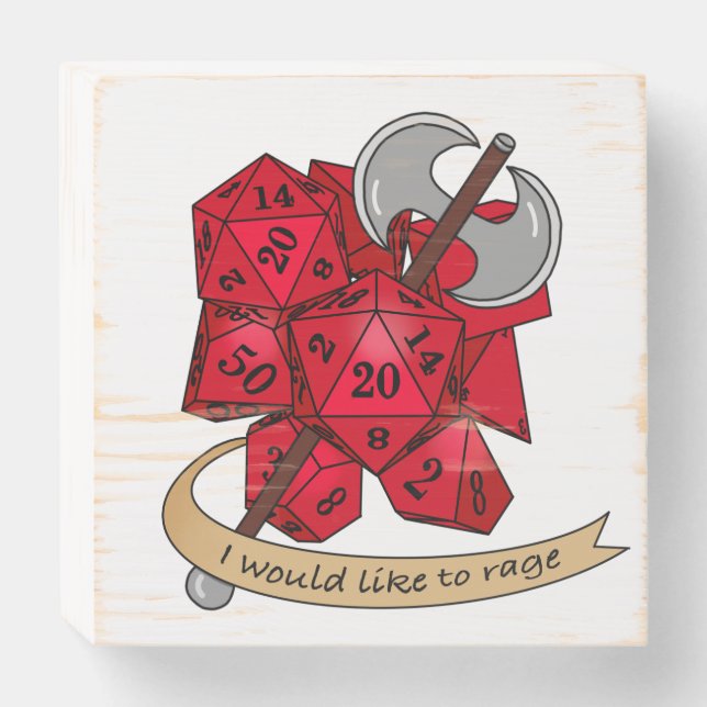 Barbarian Dice Design Wooden Box Sign (Front Horizontal)