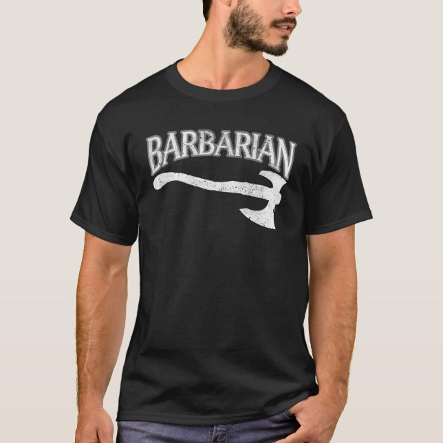 Barbarian MMO RPG Roleplaying Character Class Vide T-Shirt (Front)