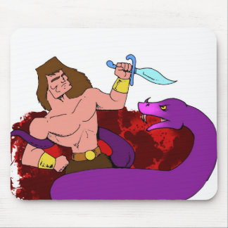 Barbarian vs Snake Mouse Pad