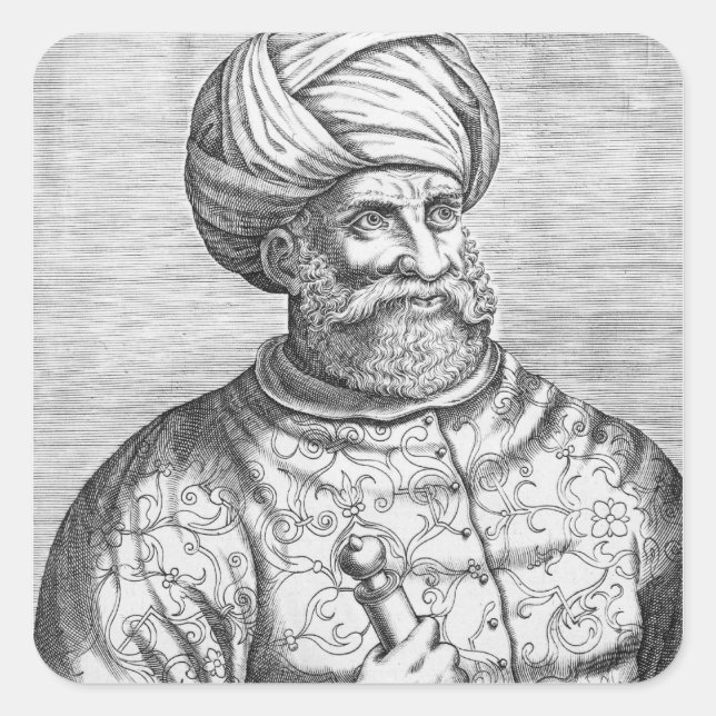 Barbarossa, illustration from Andre Thevet's Square Sticker (Front)