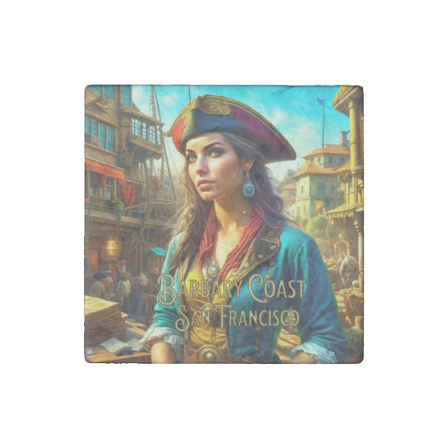 Barbary Coast San Francisco Pirate Stone Magnet (Front)