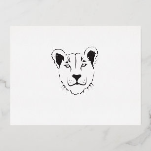 Barbary Lioness Foil Invitation Postcard