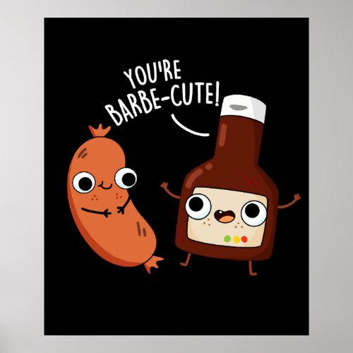 Barbe_cute Funny Barbecue Pun Dark BG Poster