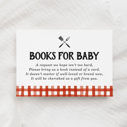 Barbecue Baby Shower Books for Baby Enclosure Card