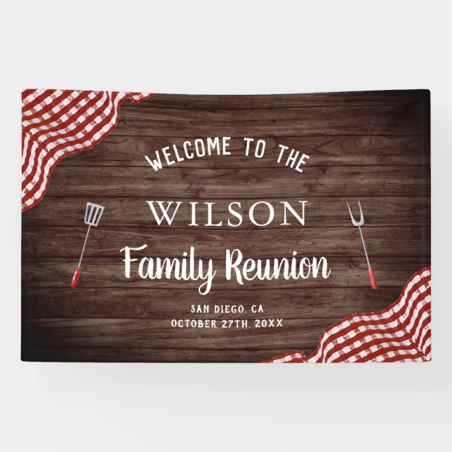 Barbecue Backyard BBQ Picnic Family Reunion Banner (Horizontal)