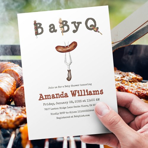 Barbecue Backyard Party Baby Shower BabyQ Invitation