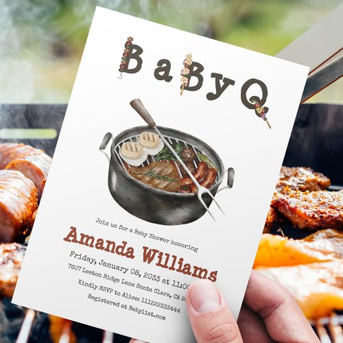 Barbecue Backyard Party Baby Shower BBQ Invitation