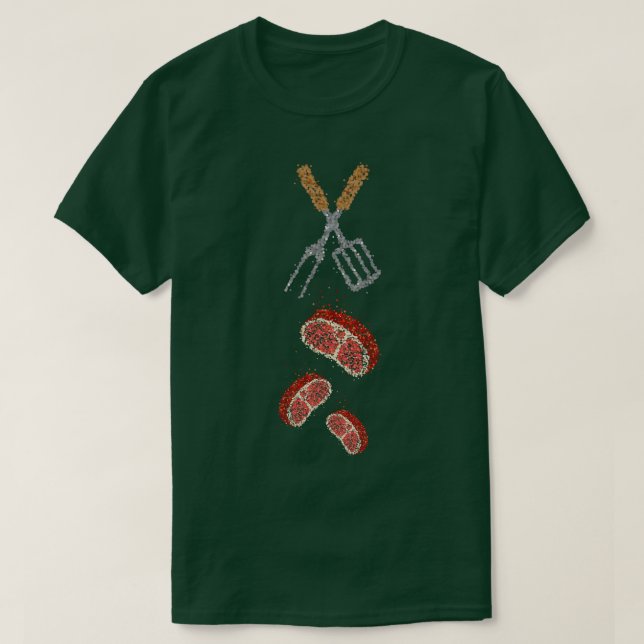 Barbecue BBQ Griller Meat Steak T-Shirt (Design Front)