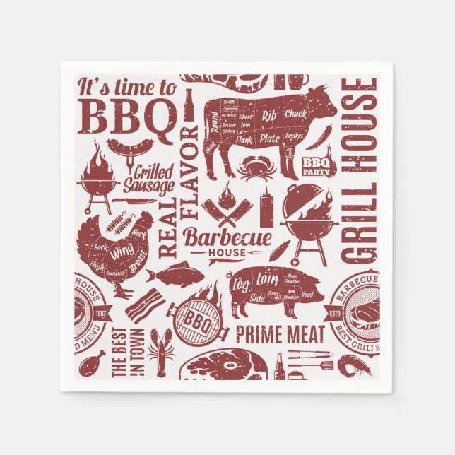 Barbecue Bbq Grilling Paper Napkins (Front)