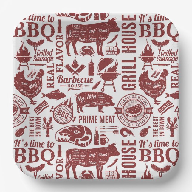 Barbecue Bbq Grilling Paper Plates (Front)