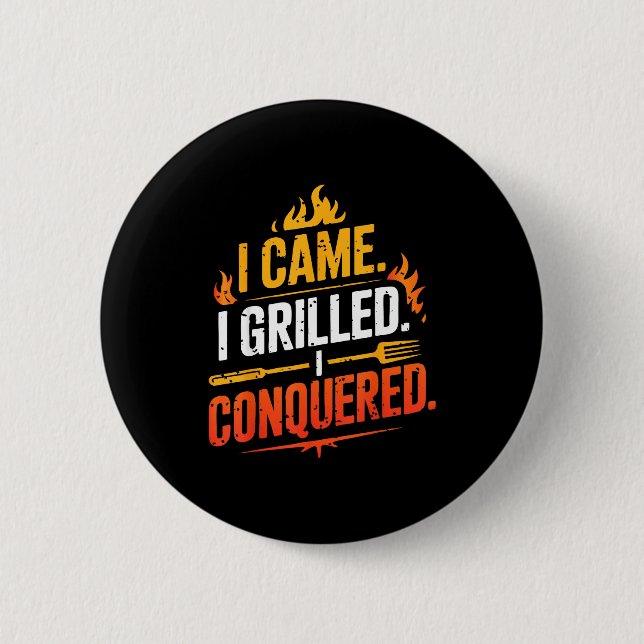 Barbecue bbq joke grill pit master chef smoker dad button (Front)