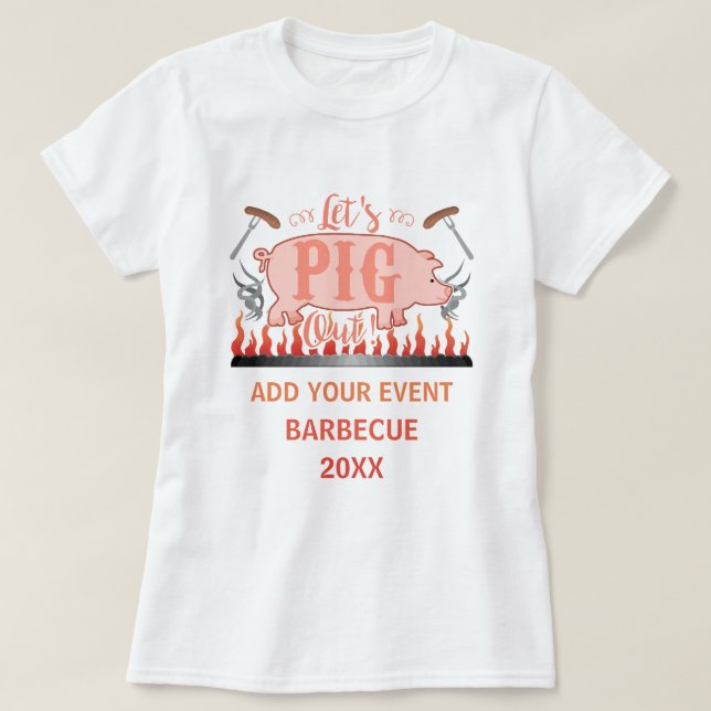 Barbecue BBQ Pig Funny Grill Contest Personalized T-Shirt (Design Front)