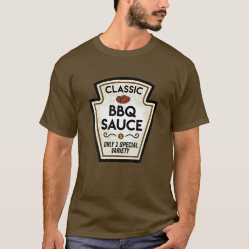 Barbecue BBQ Sauce Bottle Label Halloween Matching T_Shirt