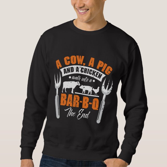 Barbecue BBQ Summer Love Story Grill Sweatshirt (Front)