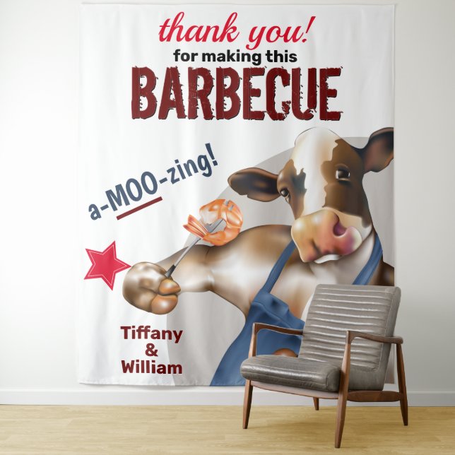 Barbecue Cookout Cow Grilling Shrimp Backdrop (In Situ)